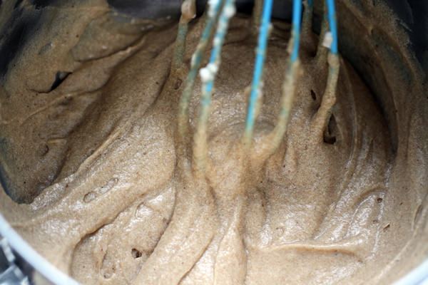 Now combined all egg white mixture and chesnut mixture. Stir delicately to combine.