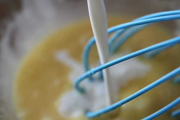 Then whisk in milk.
