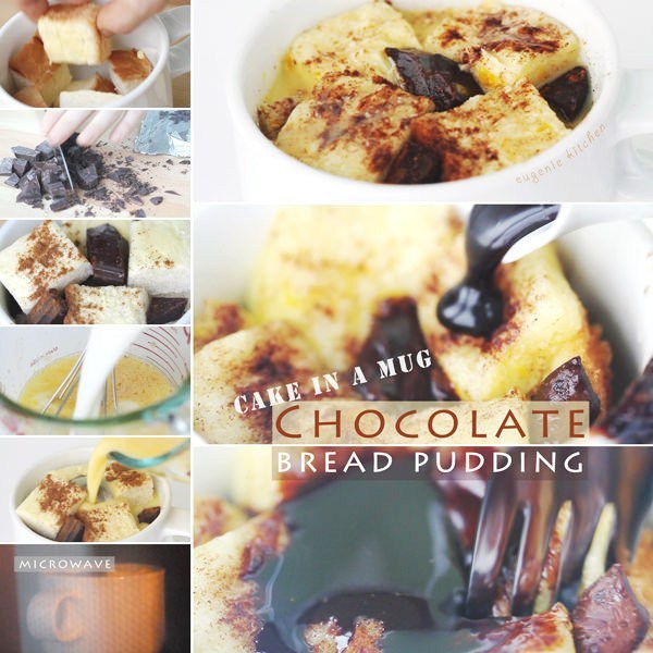 Cake In A Mug - 5-Minute Chocolate Bread Pudding - Microwave Recipe