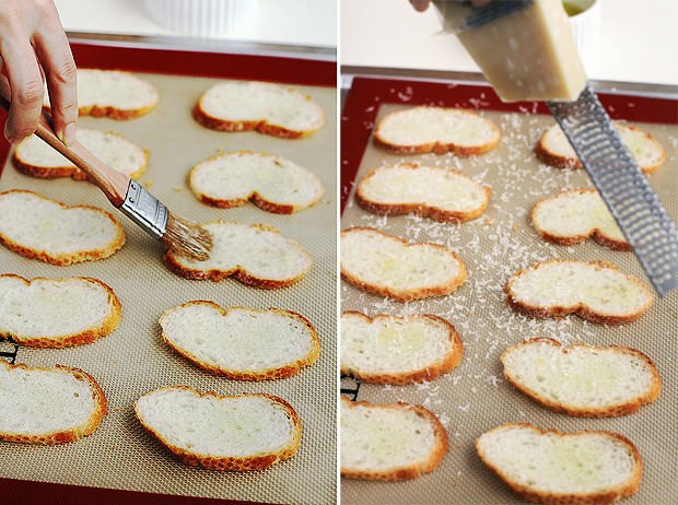 Garlic Cheese Baguette Croutons - Thin Baked Bread for Soups - Eugenie Kitchen