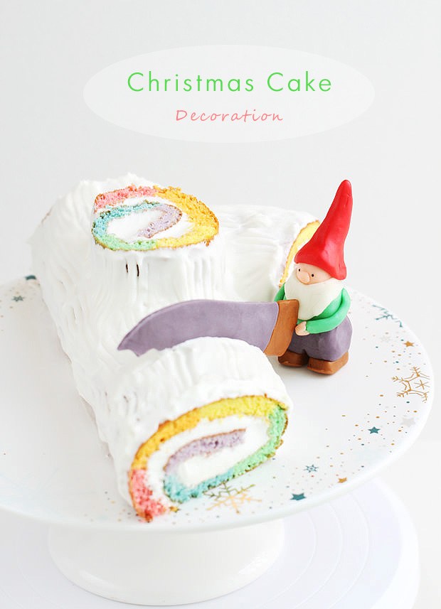Christmas Cake Decoration Idea - Dwarf at Log Cake / Buche de Noel