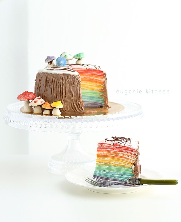 Christmas Rainbow Mille Crepe Cake - Eugenie Kitchen