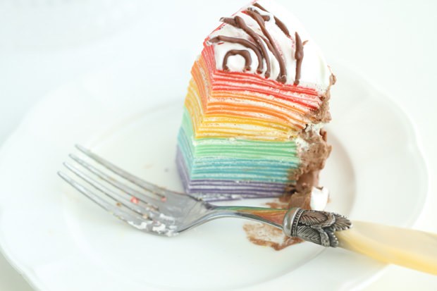 Christmas Rainbow Mille Crepe Cake - Eugenie Kitchen