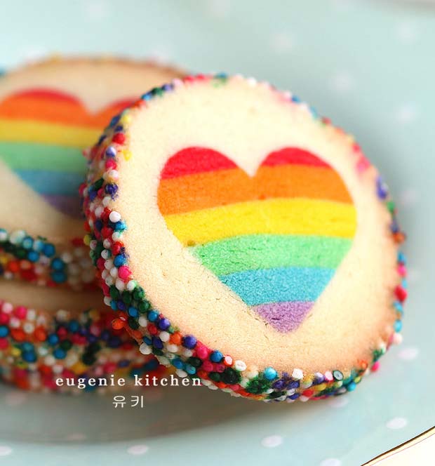 "Make These Rainbow Heart Cookies And Prove You're Truly In Love" Valentine Rainbow Heart Cookies - Eugenie Cookies