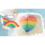 Rainbow heart mille crepe cake